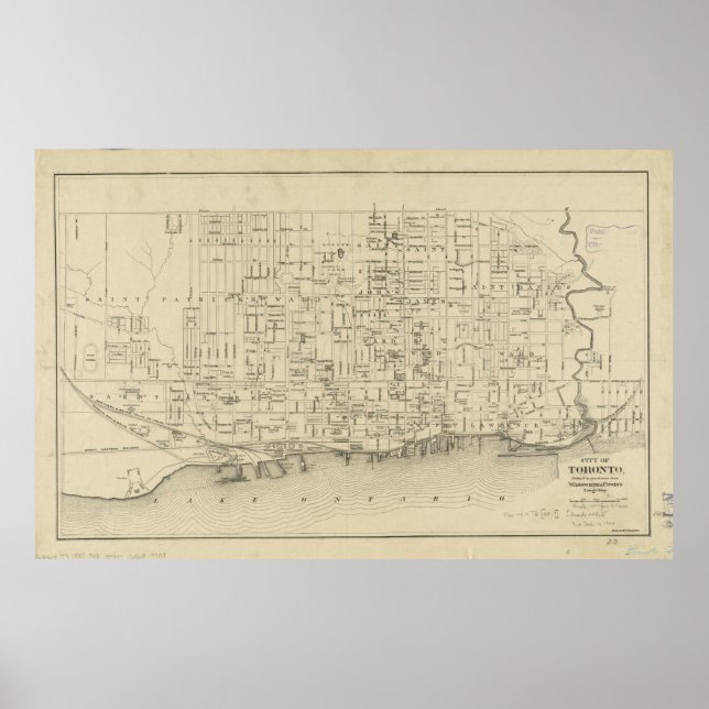 Vintage Map of Toronto Canada (1880) Poster (Front)