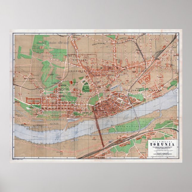 Vintage Map of Torun Poland (1921) Poster (Front)