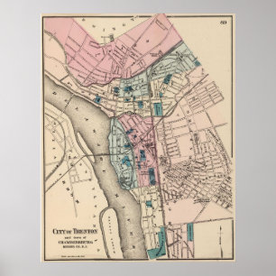 Vintage Map of Trenton NJ (1872) Poster