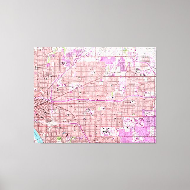 Vintage Map of Tulsa Oklahoma (1954) Canvas Print (Front)