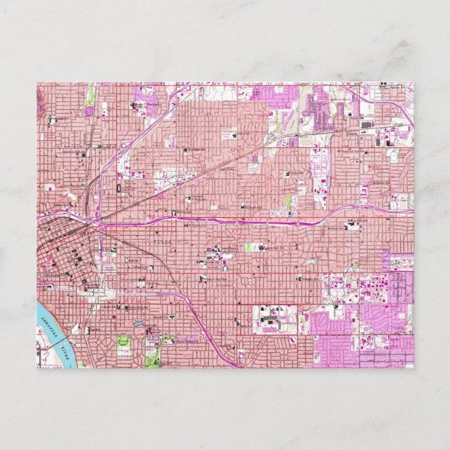 Vintage Map of Tulsa Oklahoma (1954) Postcard (Front)