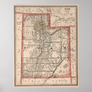 Vintage Map of Utah (1883) Poster