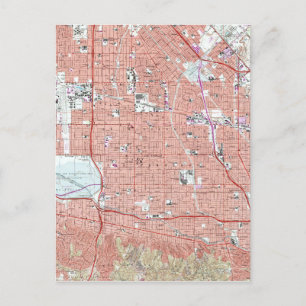 Vintage Map of Van Nuys California (1966) Postcard