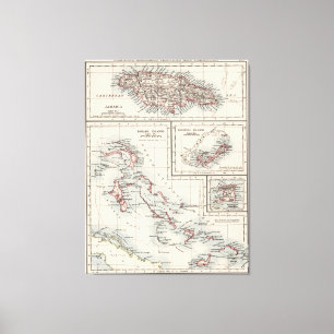 Vintage Map of Various Caribbean Islands (1906) Canvas Print