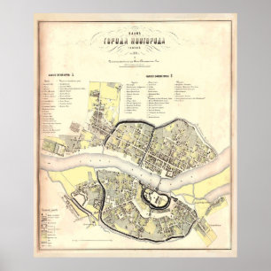 Vintage Map of Veliky Novgorod Russia (1862) Poster