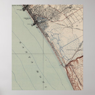 Vintage Map of Venice Beach California (1923) Poster