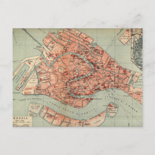 Vintage Map of Venice Italy (1920) Postcard
