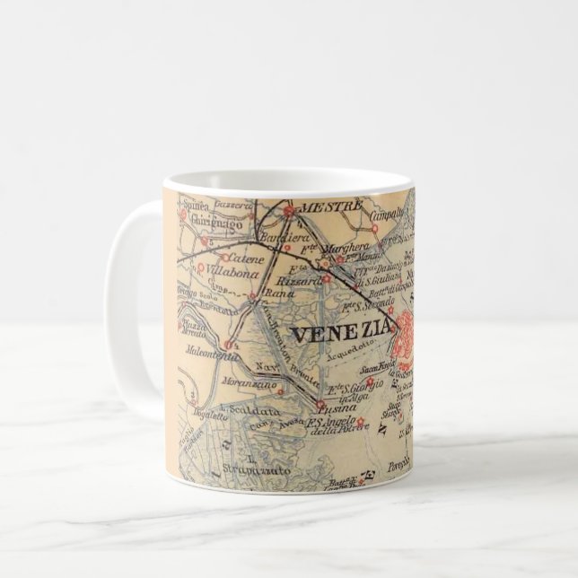 Vintage Map of Venice - Venezia  Coffee Mug (Front Left)