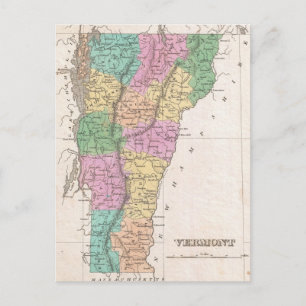 Vintage Map of Vermont (1827) Postcard