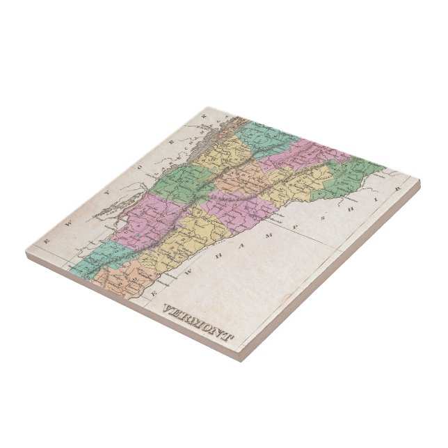 Vintage Map of Vermont (1827) Tile (Side)