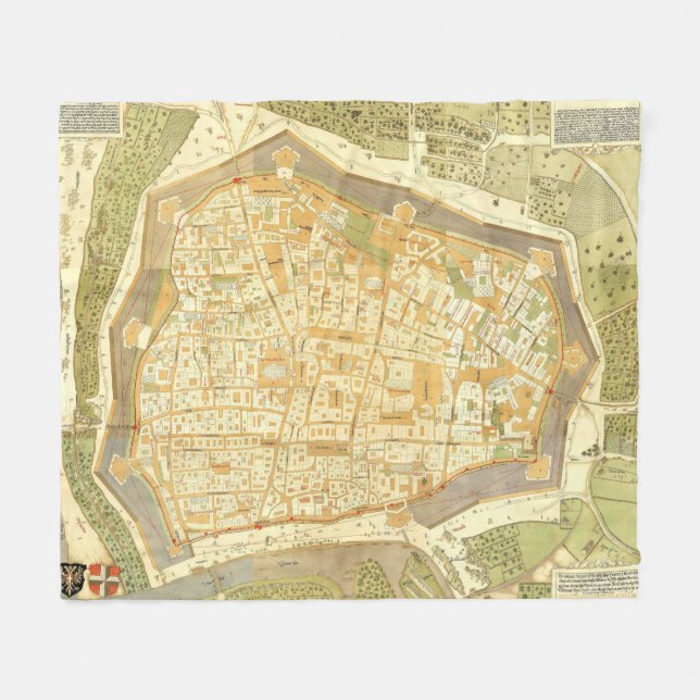 Vintage Map of Vienna Austria (1547) Fleece Blanket (Front (Horizontal))