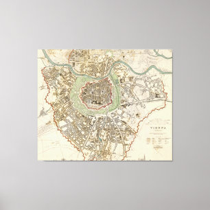 Vintage Map of Vienna Austria (1833) Canvas Print