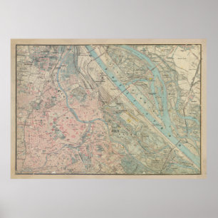 Vintage Map of Vienna Austria (1875) Poster