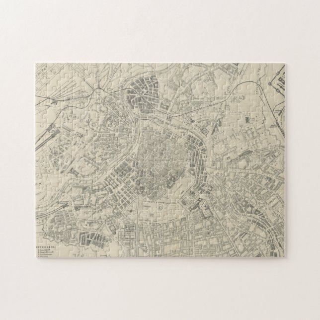 Vintage Map of Vienna Austria (1877) Jigsaw Puzzle (Horizontal)