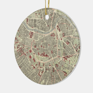 Vintage Map of Vienna Austria (1883) Ceramic Tree Decoration