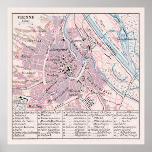 Vintage Map of Vienna Austria (1900) Poster