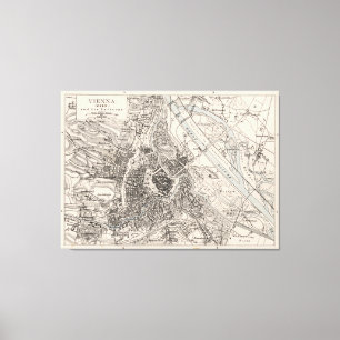Vintage Map of Vienna Austria (1906) Canvas Print