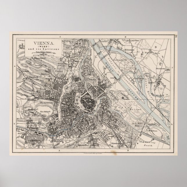 Vintage Map of Vienna Austria (1906) Poster (Front)
