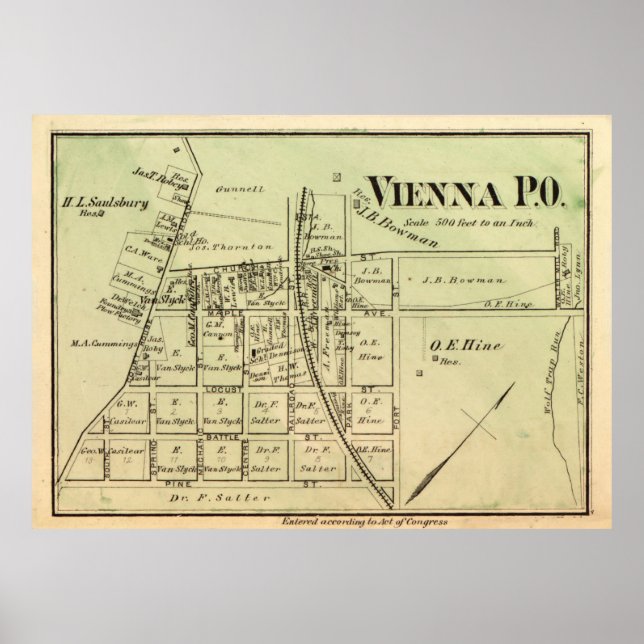 Vintage Map of Vienna VA (1878) Poster (Front)