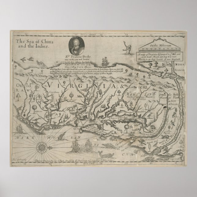 Vintage Map of Virginia (1651) Poster (Front)