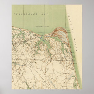 Vintage Map of Virginia Beach & Cape Henry (1918) Poster