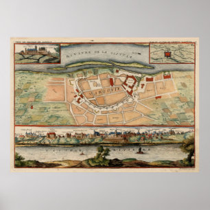 Vintage Map of Warsaw Poland (1705) Poster