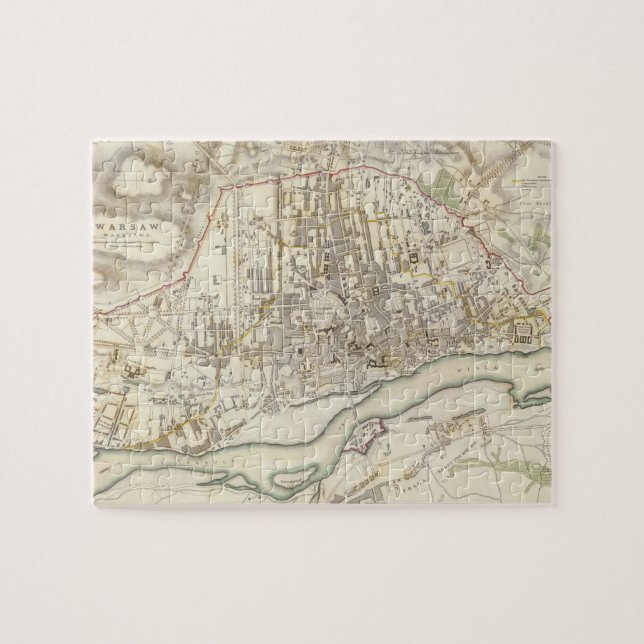 Vintage Map of Warsaw Poland (1831) Jigsaw Puzzle (Horizontal)