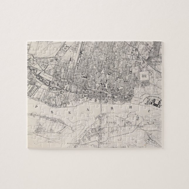 Vintage Map of Warsaw Poland (1836) Jigsaw Puzzle (Horizontal)