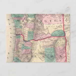 Vintage Map of Washington and Oregon (1875) Postcard