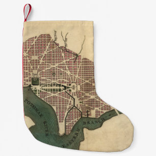 Vintage Map of Washington D.C. (1793) Small Christmas Stocking