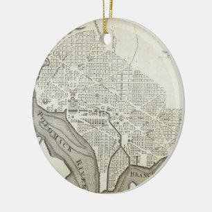 Vintage Map of Washington D.C. (1794) Ceramic Tree Decoration