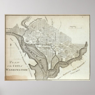 Vintage Map of Washington D.C. (1794) Poster