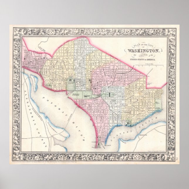 Vintage Map of Washington D.C. (1864) Poster (Front)