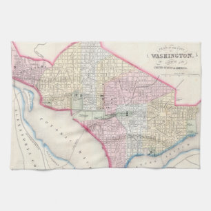 Vintage Map of Washington D.C. (1864) Tea Towel