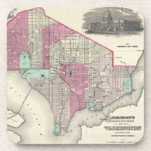 Vintage Map of Washington D.C. (1866) Coaster