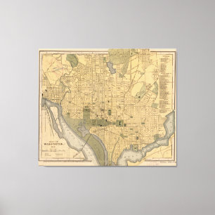 Vintage Map of Washington D.C. (1893) Canvas Print