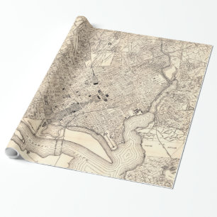 Vintage Map of Washington D.C. (1900) Wrapping Paper