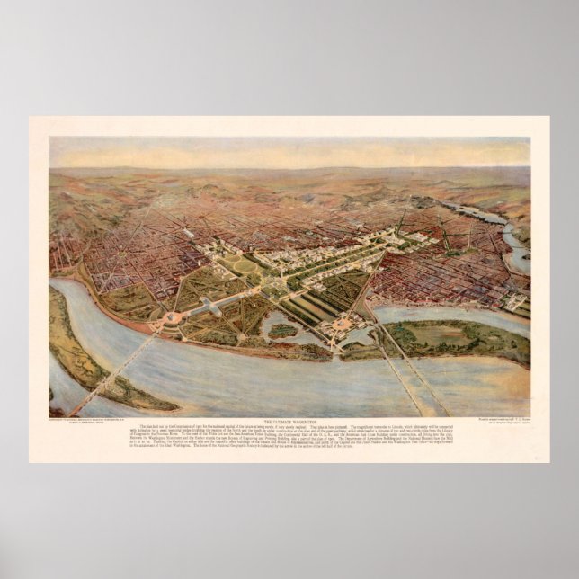 Vintage Map of Washington DC (1915) Poster (Front)