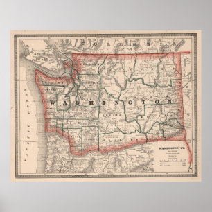 Vintage Map of Washington State (1883) Poster
