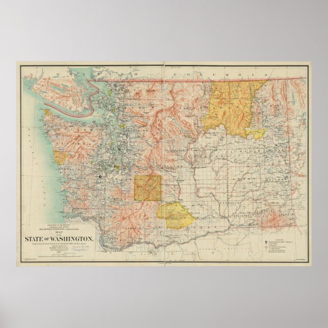 Vintage Map of Washington State (1897) Poster (Front)