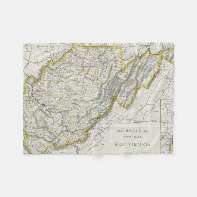 Vintage Map of West Virginia (1889) Fleece Blanket (Front (Horizontal))