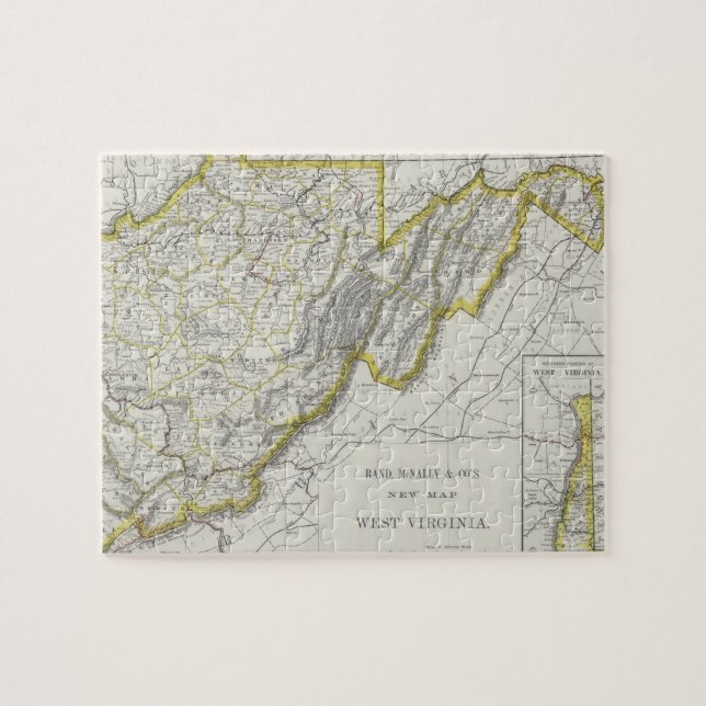 Vintage Map of West Virginia (1889) Jigsaw Puzzle (Horizontal)