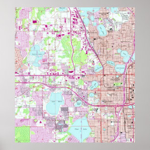 Vintage Map of Western Orlando Florida (1956) Poster