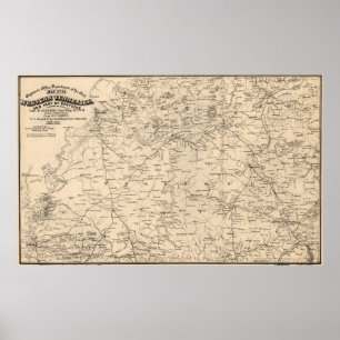 Vintage Map of Western Tennessee (1865) Poster