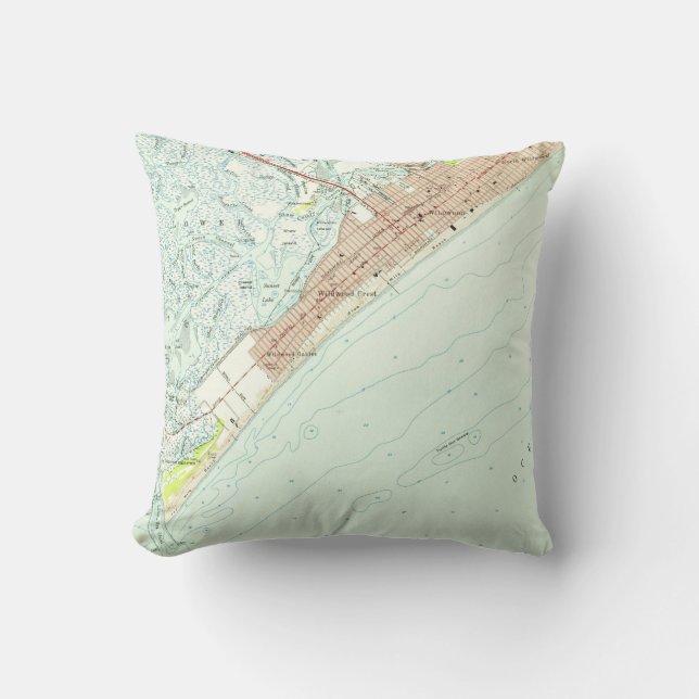 Vintage Map of Wildwood NJ (1955) Cushion (Front)