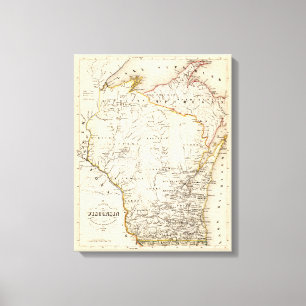 Vintage map of Wisconsin 1852 Poster Canvas Print
