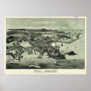 Vintage Map of Woods Hole Falmouth MA (1887) Poster