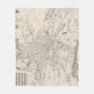 Vintage Map of Worcester Massachusetts (1919) Fleece Blanket