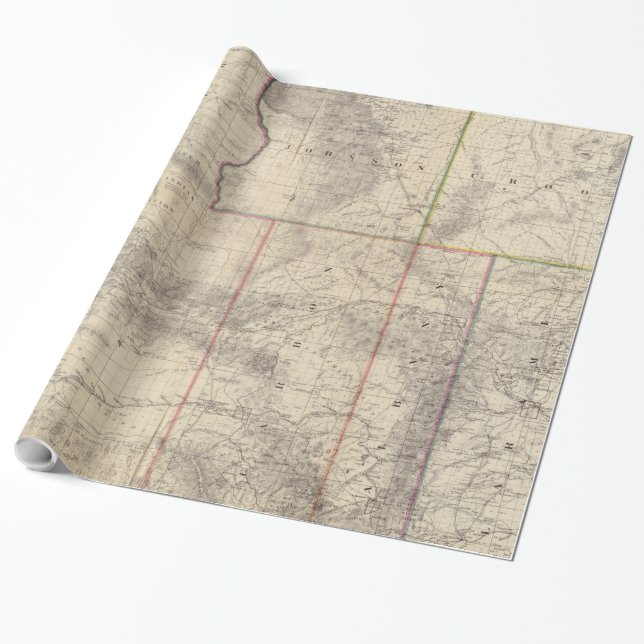 Vintage Map of Wyoming (1883) Wrapping Paper (Unrolled)