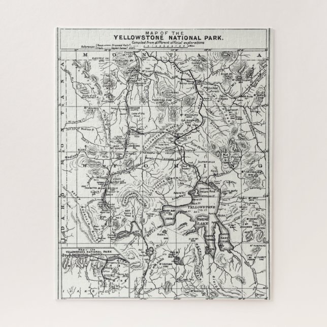 Vintage Map of Yellowstone National Park Jigsaw Puzzle (Vertical)